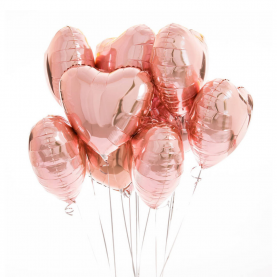 9 Розовых Воздушных Шаров "Сердце" фото