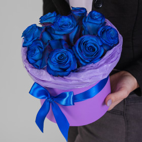 9 Синих Роз (40 см.) в коробке фото