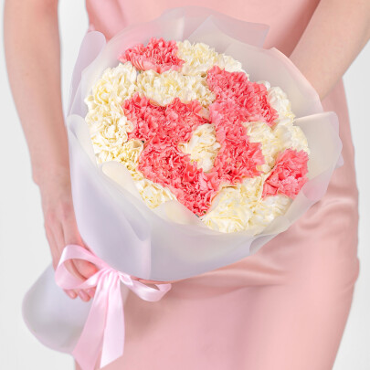 25 Белых и Розовых Гвоздик