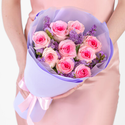 Букет "Статица и Розы" фото