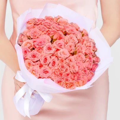 25 Кустовых Розовых Роз (40 см.)