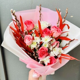 Букет дня "Хлопок и Мимоза" в упаковке фото