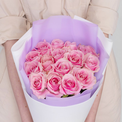 Букет Премиум "15 Розовых Роз" фото изображение 3
