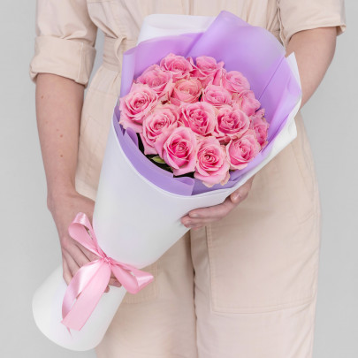 Букет Премиум "15 Розовых Роз" фото