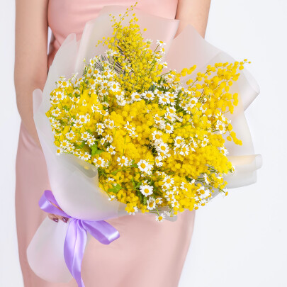 Букет "Мимоза и Ромашка Кустовая" фото