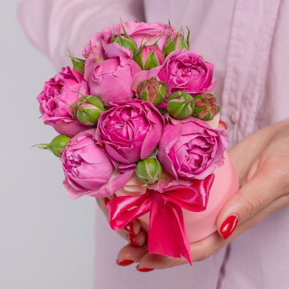 Букет цветов "3 Розы Мисти Баблс 40 см. в коробке" фото изображение 2
