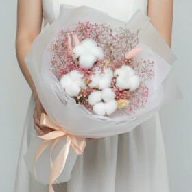 Букет "Гипсофила, Хлопок, Лагурус, Фалярис" сухоцвет фото