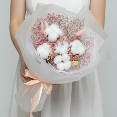 Букет "Гипсофила, Хлопок, Лагурус, Фалярис" сухоцвет фото