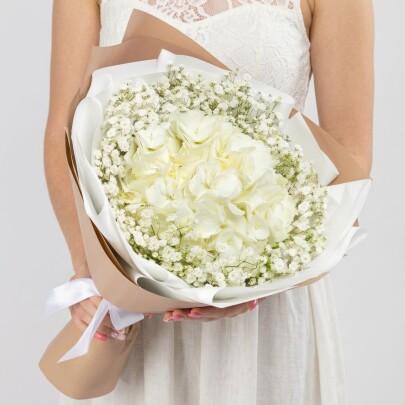 Букет "Гипсофила и Белая Гортензия" фото