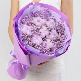 Букет "Гипсофила и Сиреневый Хлопок" сухоцвет фото