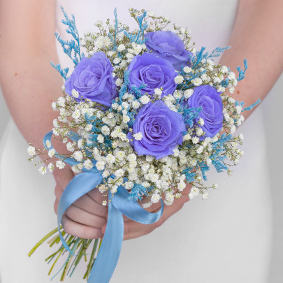 Букет невесты "Бело-Сиреневый" сухоцветы фото
