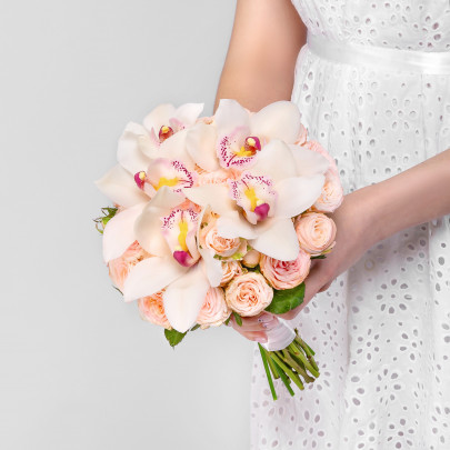 Букет невесты "Роза Бомбастик и Орхидея" фото изображение 2