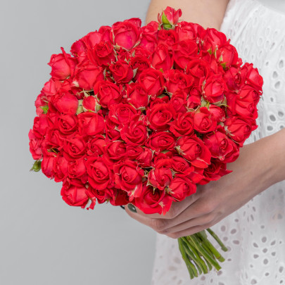 Букет невесты "Роза Кустовая Красная" мини фото