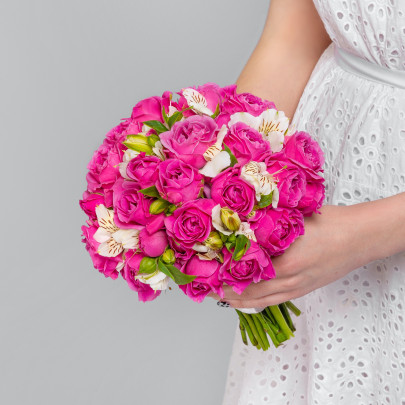 Букет невесты "Роза Мисти Баблс и Альстромерия" фото изображение 2