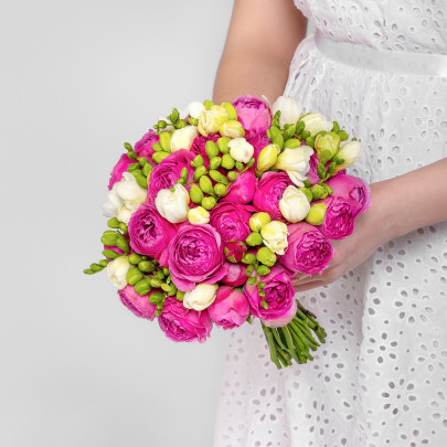 Букет невесты "Роза Мисти Баблс и Фрезии" фото изображение 2