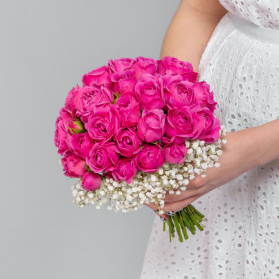 Букет невесты "Роза Мисти Баблс и Гипсофила" фото изображение 2