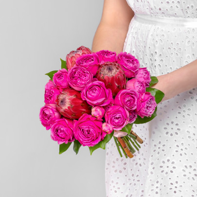 Букет невесты "Роза Мисти Баблс и Протея" фото изображение 2
