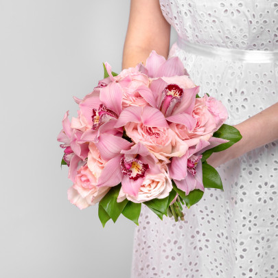 Букет невесты "Роза Пинк Охара и Орхидея" фото изображение 2