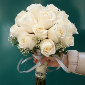 Букет невесты "Розы и Гипсофила" фото