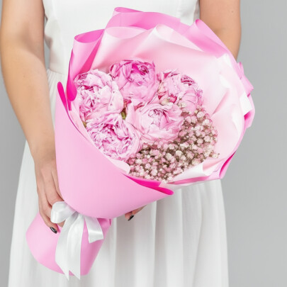 Букет "Пионы и Гипсофилы" фото