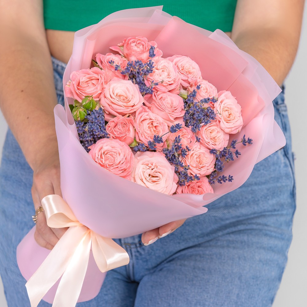 Букет "Роза Бомбастик и Лаванда" фото