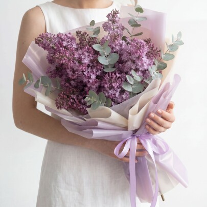 Букет "Сиреневая Сирень и Эвкалипт Цинерия" фото