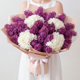 Букет "Сиреневая Сирень и Гортензия Белая" фото