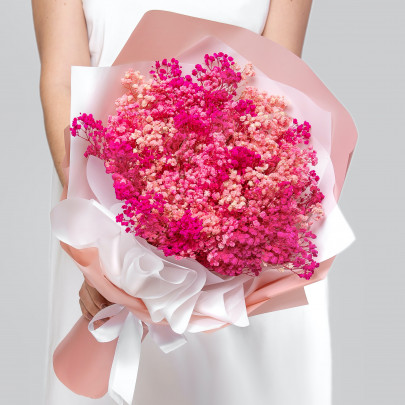 Букет сухоцветов "Розово-Малиновый" фото