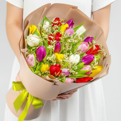 Букет "Тюльпан и Лимониум" фото