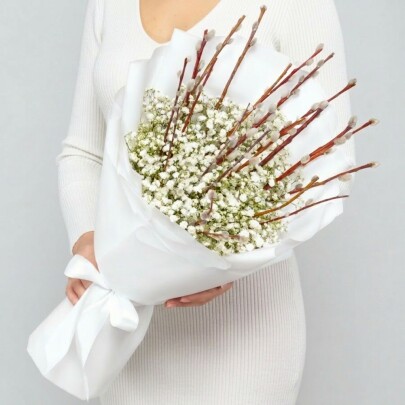 Букет "Верба и Гипсофила" фото