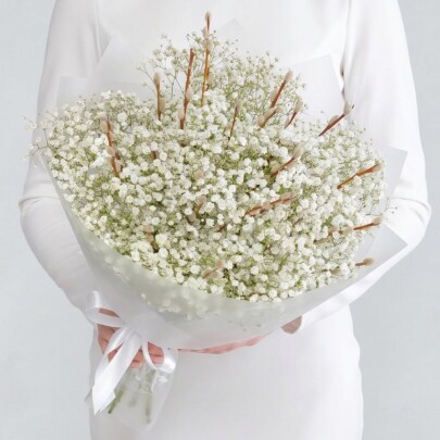 Букет "Верба и Гипсофила Белая" фото