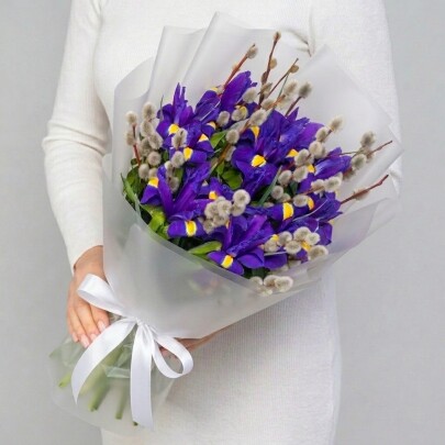 Букет "Верба и Ирисы" мини фото