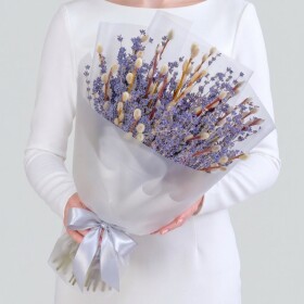 Букет "Верба и Лаванда Сиреневая" сухоцвет фото