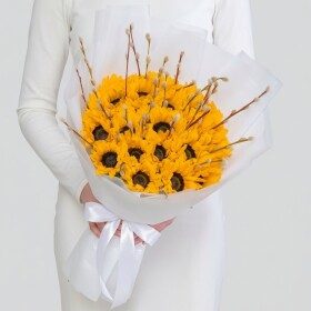 Букет "Верба и Подсолнухи" фото