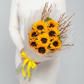 Букет "Верба и Подсолнухи" мини фото