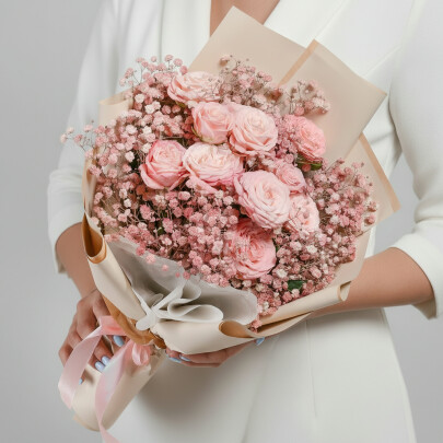 Букет "Вишнёвая Пудра" фото
