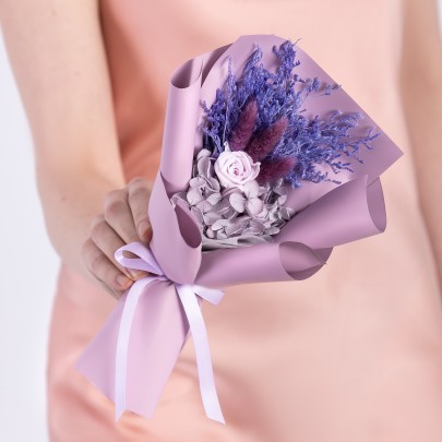 Букет-комплимент из стабилизированных цветов и сухоцветов "Lilac" изображение 2