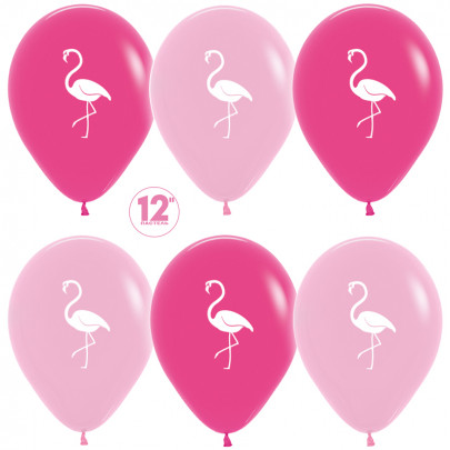 Шар (12/30 см.) "Фламинго, Фуше, Розовый" (латекс/гелий) фото