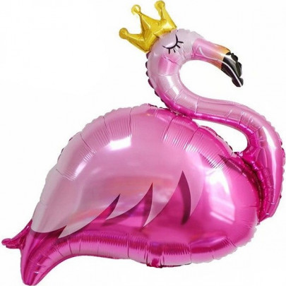 Шар (35/89 см.) "Фигура, Фламинго в короне, Розовый" (фольга/гелий) фото