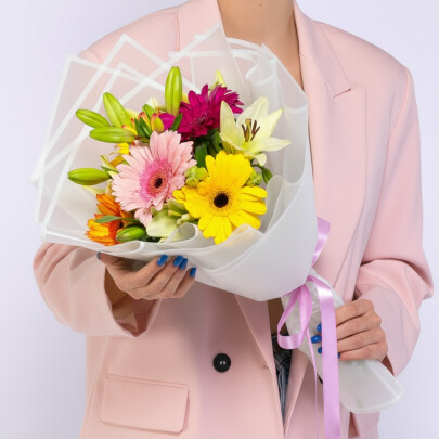 Букет "Герберы и Лилии" мини фото