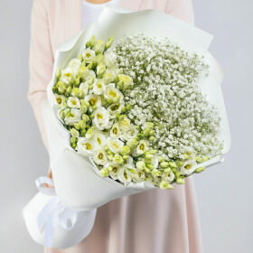 Букет "Гипсофила и Белая Эустома" фото