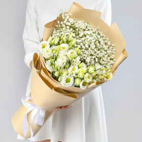 Букет "Гипсофила и Белая Эустома" мини фото