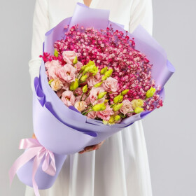 Букет "Гипсофила и Розовая Эустома" мини фото