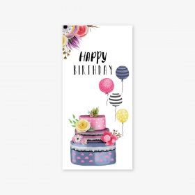 Конверт для денег &quot;Happy birthday&quot; торт с цветами фото