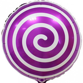 Шар (18/46 см.) &quot;Круг, Леденец Спираль, Фиолетовый&quot; (фольга/гелий) фото