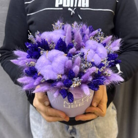 Готовый букет "Лавандовый Цвет" в коробке сухоцвет фото