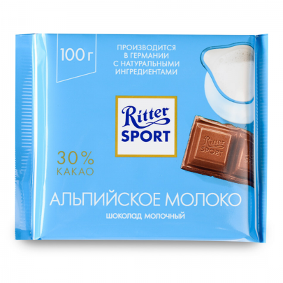 Шоколад "Ritter Sport", Альпийское Молоко 100 гр. фото