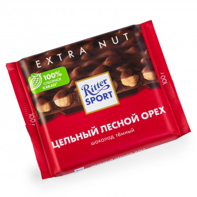 Шоколад "Ritter Sport", Цельный Лесной Орех (Темный) 100 гр. фото