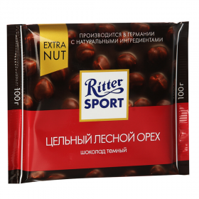 Шоколад &quot;Ritter Sport&quot;, Цельный Лесной Орех (Темный) 100 гр. фото