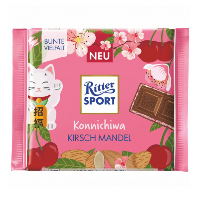 Шоколад "Ritter Sport" Konnichiwa Миндаль-Вишня (Молочный) 100 гр. фото